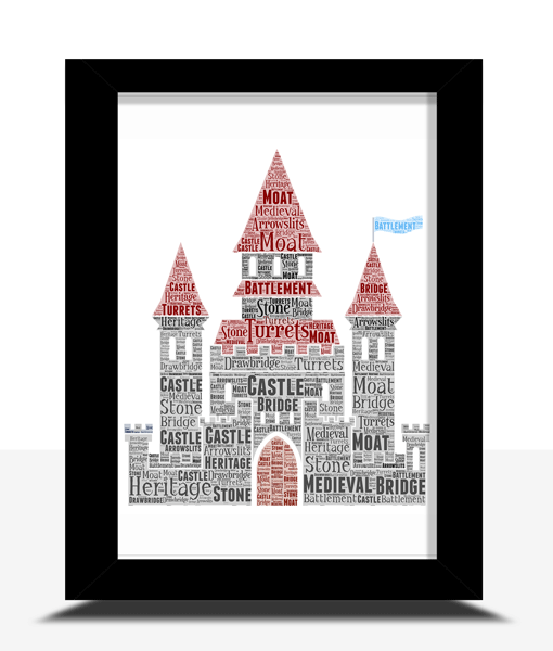 Personalised Castle Word Art Print Gifts For Children