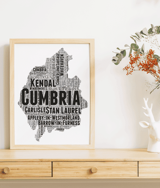 Personalised Cumbria Word Art Map Maps