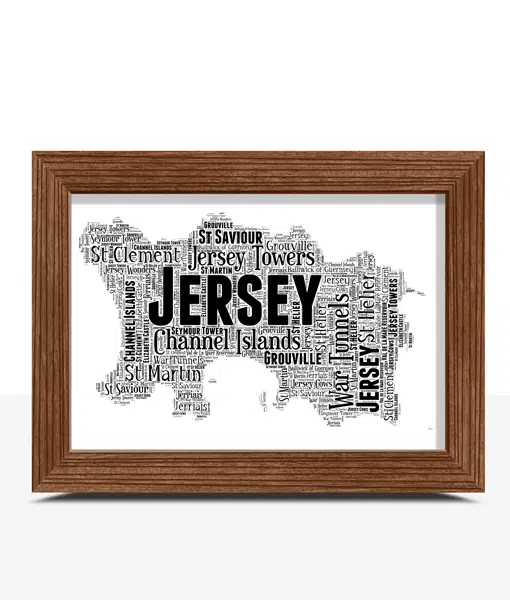 Personalised Jersey Word Art Map Maps