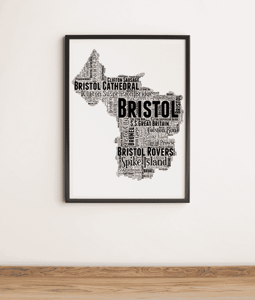 Personalised Bristol Word Art Map Maps