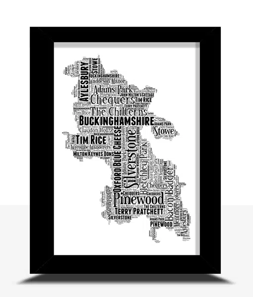 Personalised Buckinghamshire Word Art Map Maps