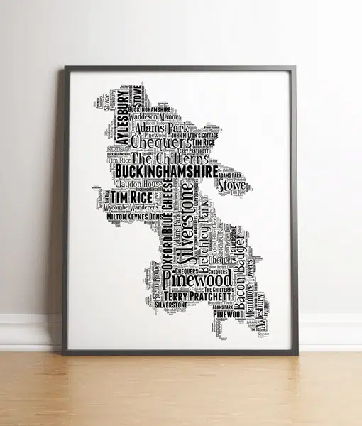 Personalised Buckinghamshire Word Art Map Maps
