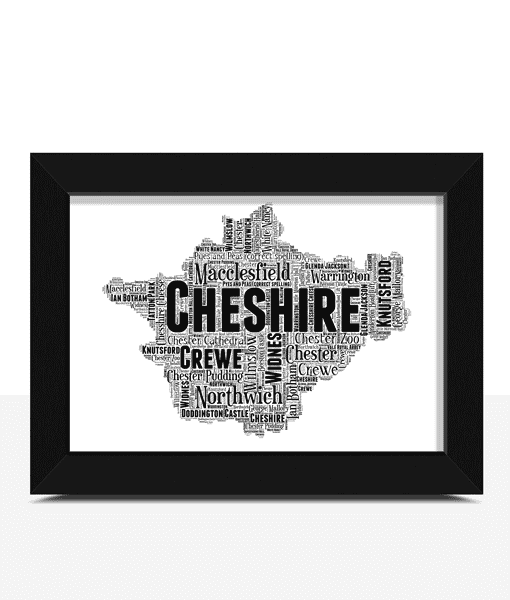 Personalised Cheshire Word Art Map Maps