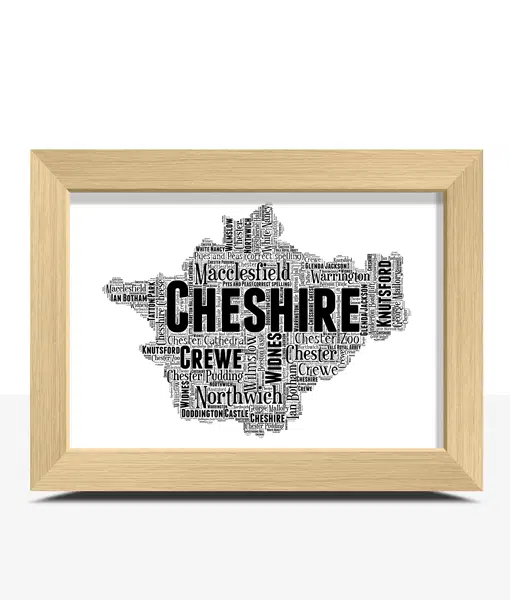 Personalised Cheshire Word Art Map Maps