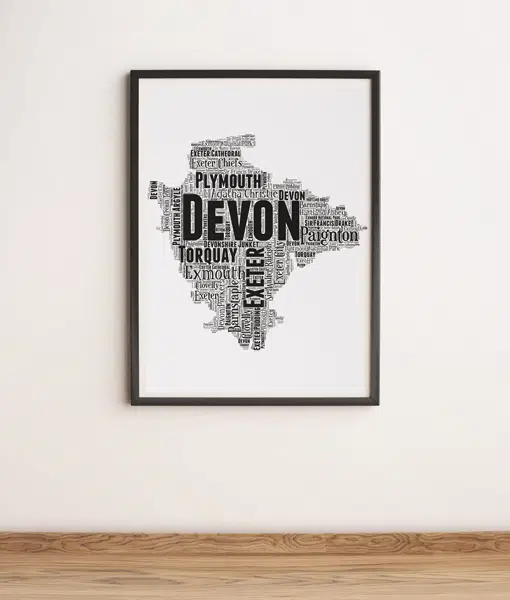 Personalised Devon Word Art Map Maps