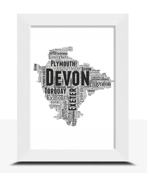 Personalised Devon Word Art Map Maps