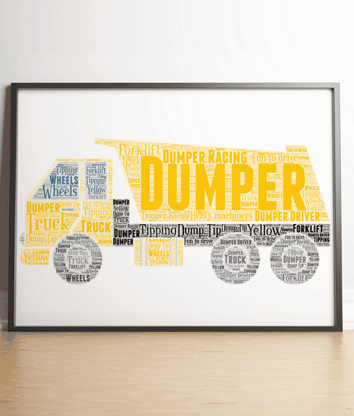 Personalised Dumper Truck Word Art Gifts For Children