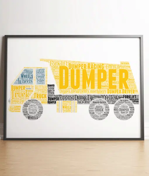 Personalised Dumper Truck Word Art Gifts For Children