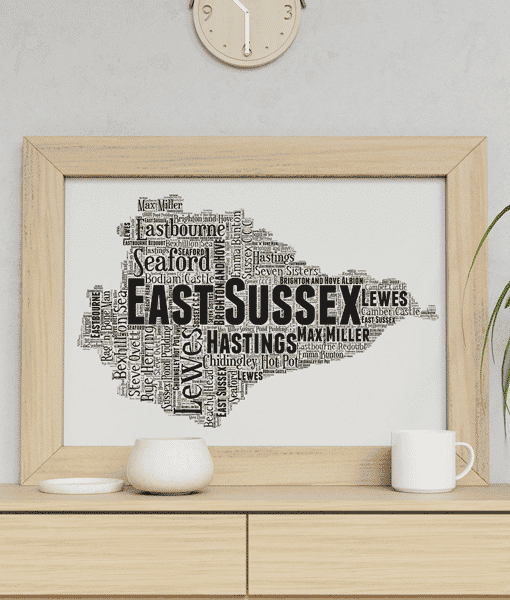 Personalised East Sussex Word Art Map Maps