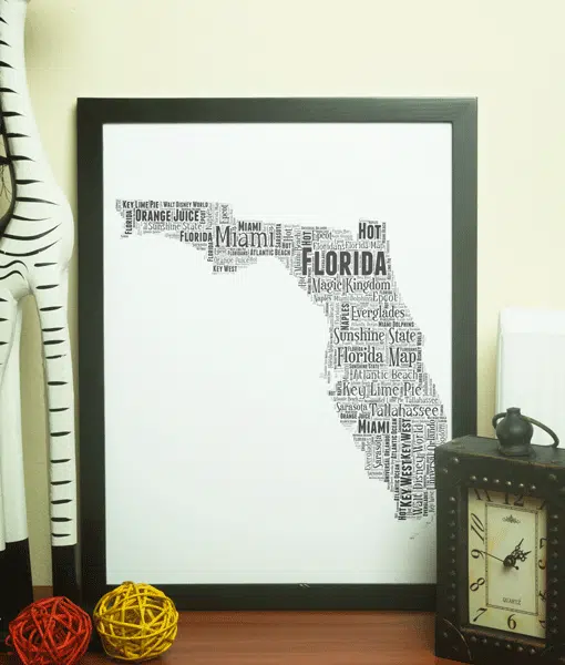 Personalised Florida Word Art Picture Map Print Gift Maps