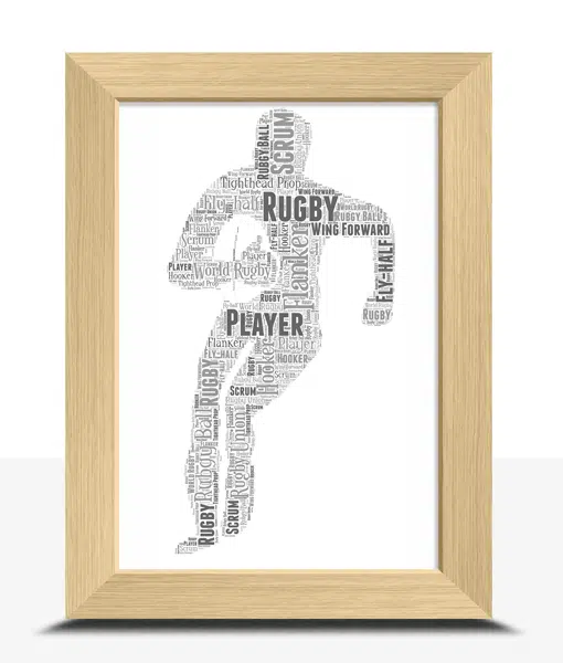 Personalised Rugby Player Word Art Gift Sport Gifts