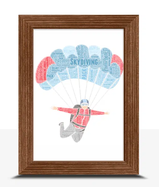 Skydiving Personalised Word Art – Skydiver Gift Sport Gifts