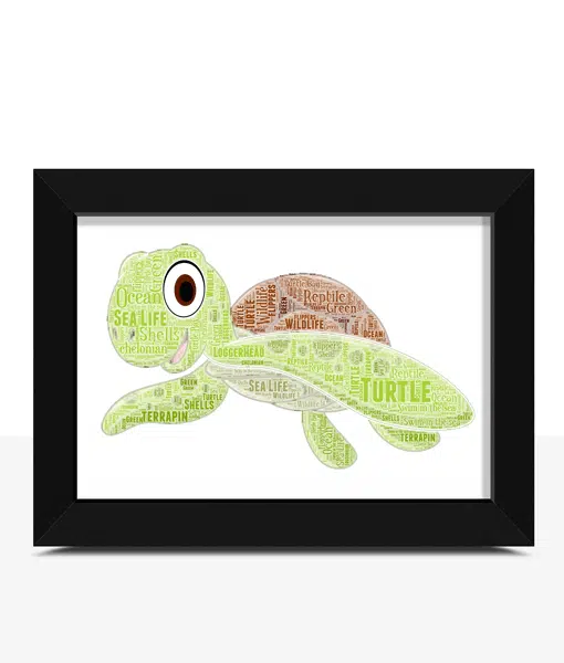 Personalised Turtle Word Art Print Animal Prints