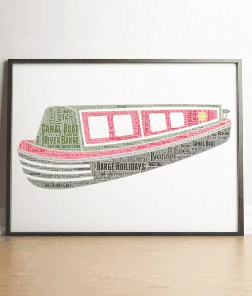 Personalised Narrow Boat Word Art Print – Canal Lover Gift Travel