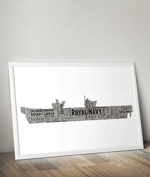 Personalised Royal Navy Aircraft Carrier Word Art Picture Gift Military Gifts