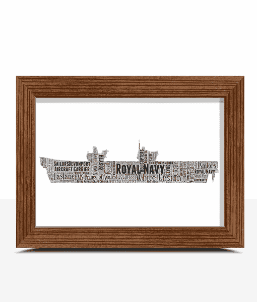 Personalised Royal Navy Aircraft Carrier Word Art Picture Gift Military Gifts
