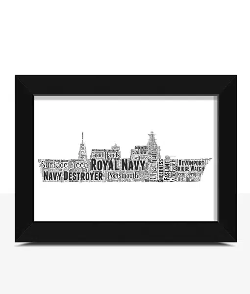 Royal Navy Destroyer Ship – Personalised Word Art Print Gift Military Gifts