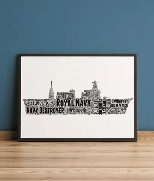 Royal Navy Destroyer Ship – Personalised Word Art Print Gift Military Gifts