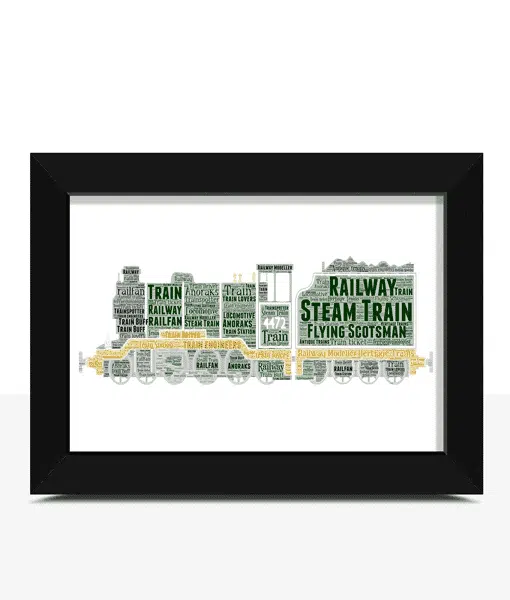Steam Train Word Art Picture – Railway Enthusiast Gift Travel