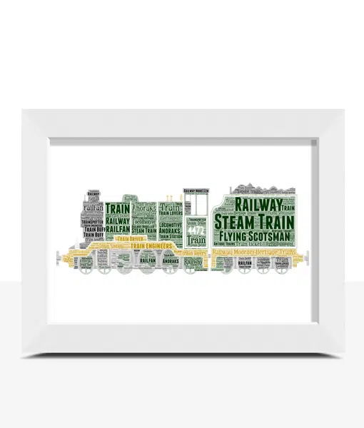 Steam Train Word Art Picture – Railway Enthusiast Gift Travel