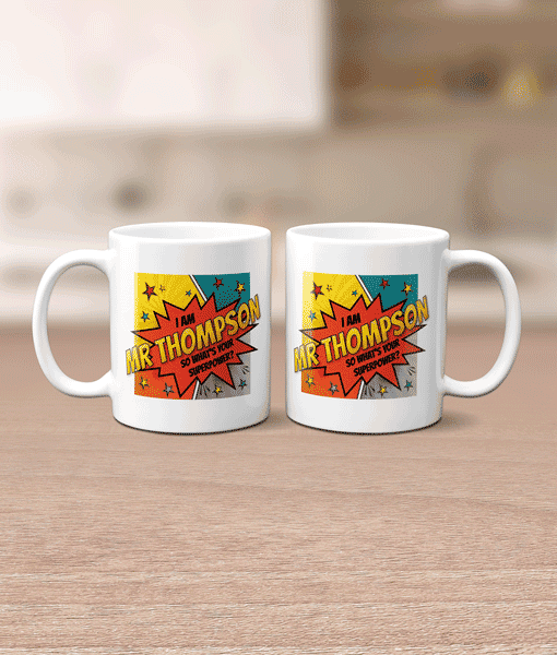 Personalised Superhero Mug – Any Name Healthcare Gifts