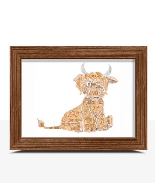 Personalised Highland Cow – Word Art Print Animal Prints