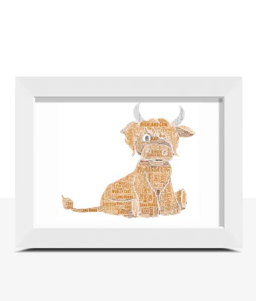 Personalised Highland Cow – Word Art Print Animal Prints