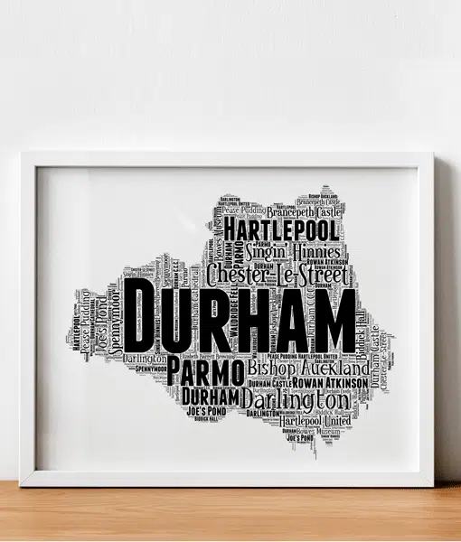 Personalised County Durham Word Art Map Maps