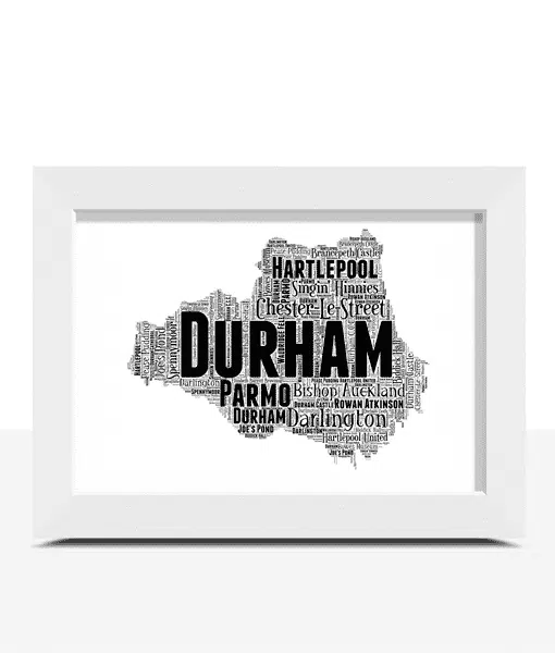 Personalised County Durham Word Art Map Maps