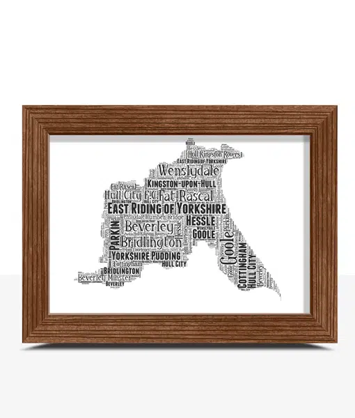 Personalised East Riding of Yorkshire Word Art Picture Map Maps