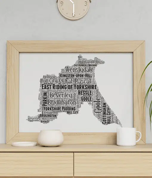 Personalised East Riding of Yorkshire Word Art Picture Map Maps