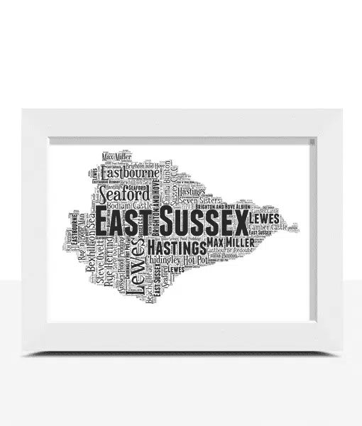 Personalised East Sussex Word Art Map Maps