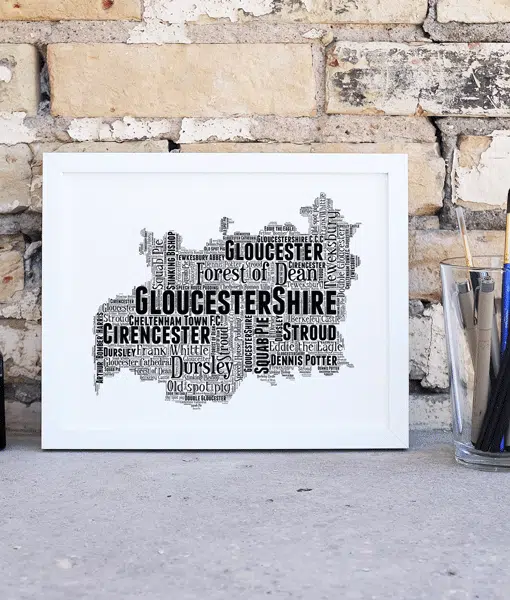Personalised Gloucestershire Word Art Map Maps
