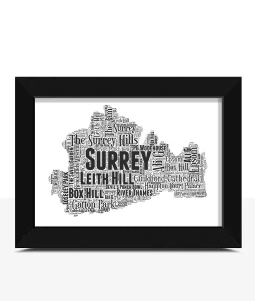 Personalised Surrey Word Art Map Maps
