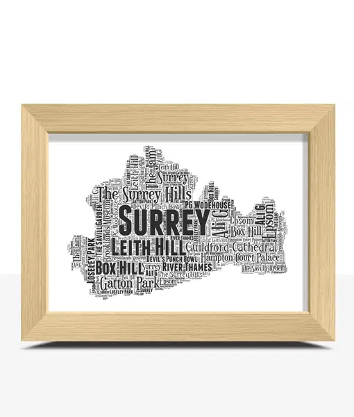 Personalised Surrey Word Art Map Maps