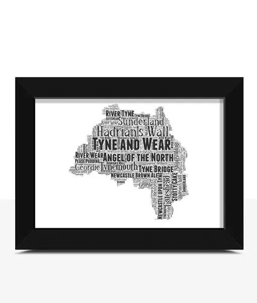 Personalised Tyne and Wear – Word Art Map Maps