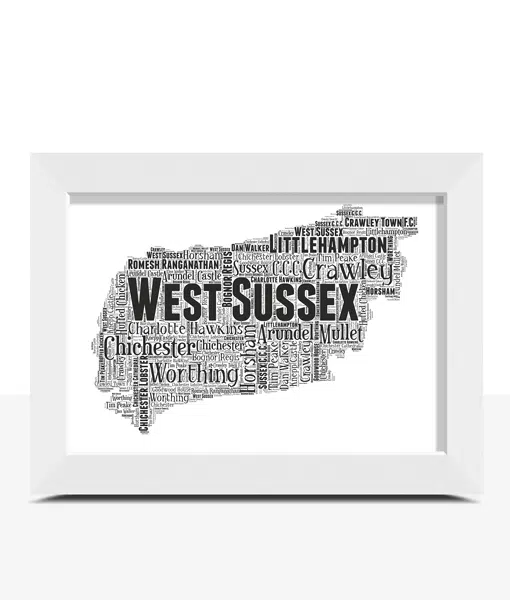 Personalised West Sussex Word Art Map Maps