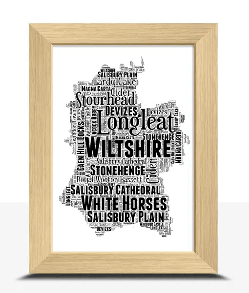 Personalised Wiltshire Word Art Map Maps