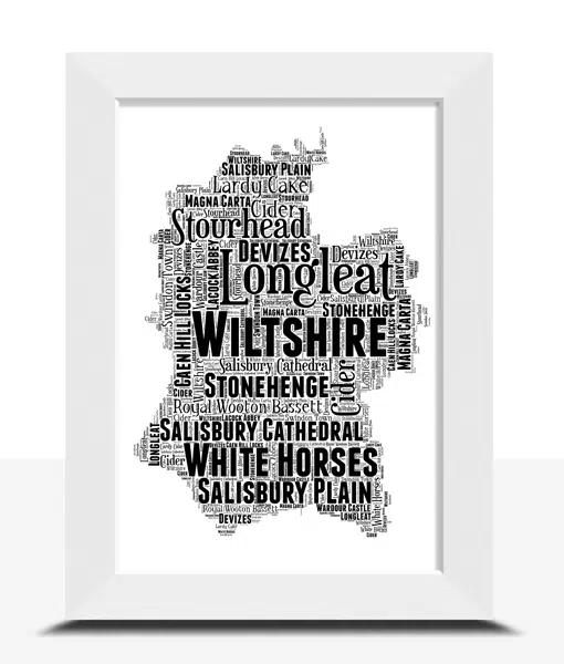 Personalised Wiltshire Word Art Map Maps
