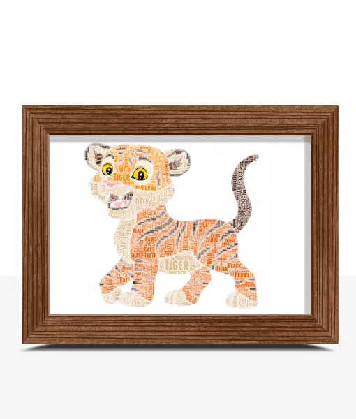 Personalised Tiger Cub Word Art Print Animal Prints