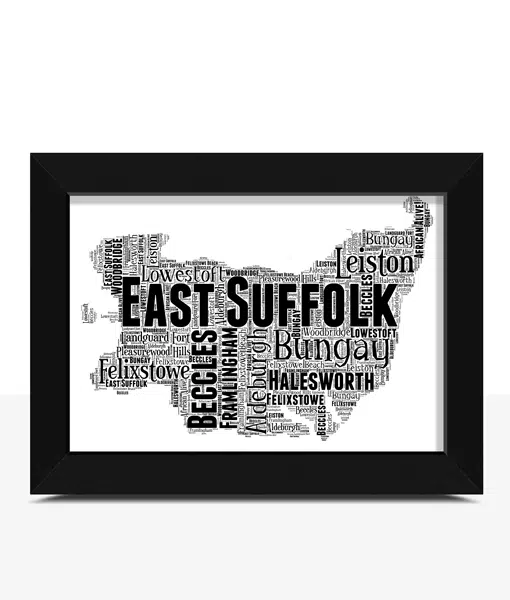 Personalised East Suffolk Word Art Map Maps