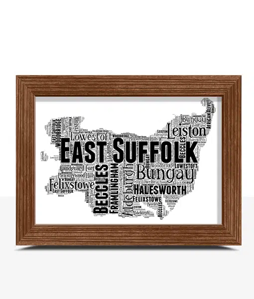 Personalised East Suffolk Word Art Map Maps