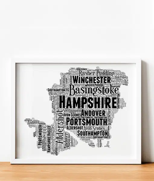 Personalised Hampshire Word Art Map Maps