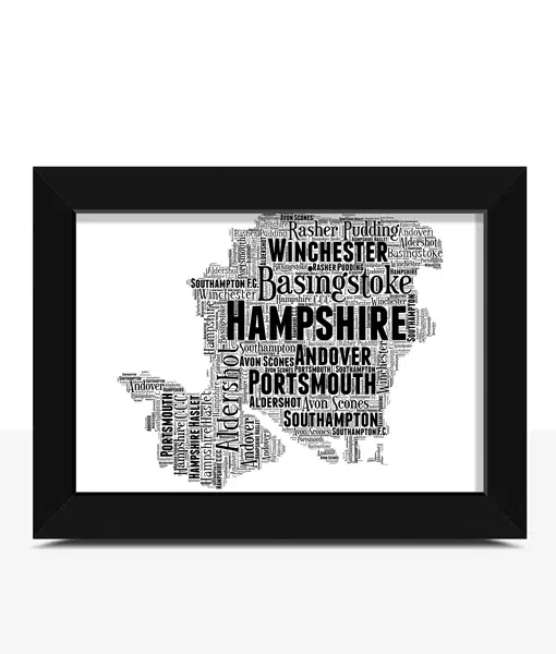 Personalised Hampshire Word Art Map Maps