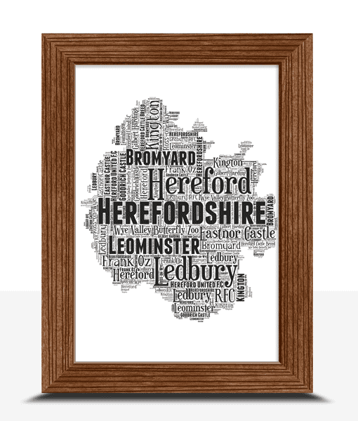 Personalised Herefordshire Word Art Map Maps