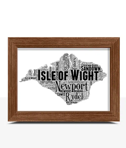 Personalised Isle of Wight Picture Frame Word Art Map Maps
