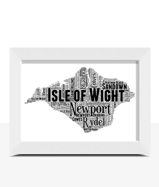 Personalised Isle of Wight Picture Frame Word Art Map Maps