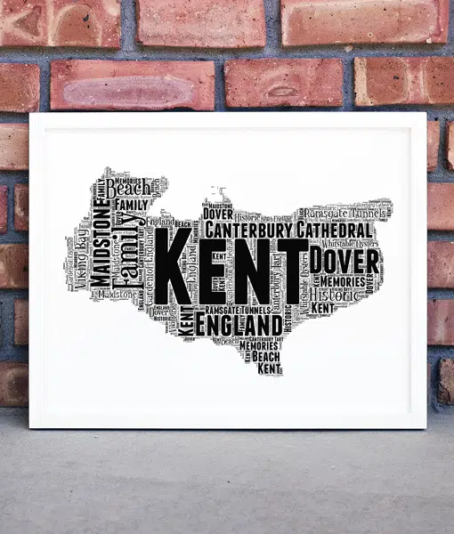 Personalised Kent Word Art Map Maps
