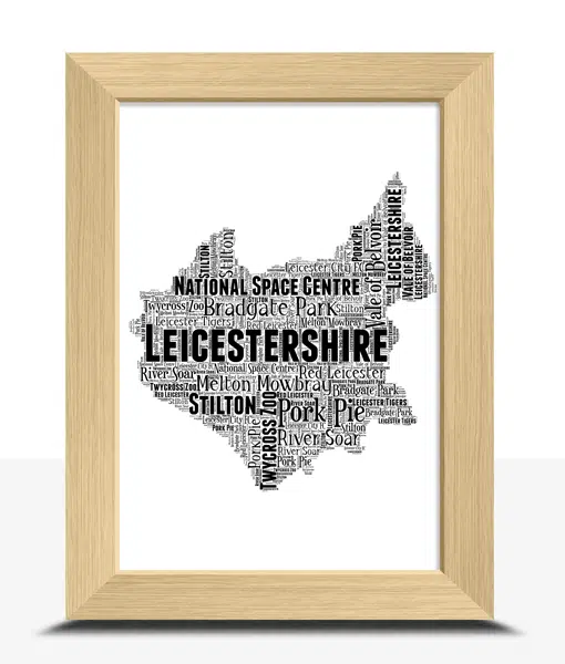 Personalised Leicestershire Word Art Map Maps