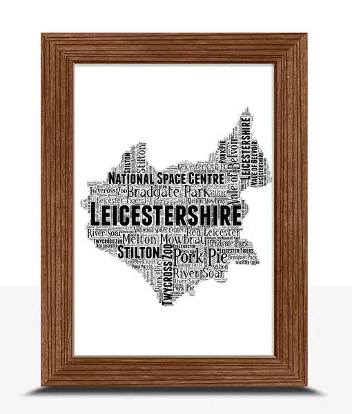 Personalised Leicestershire Word Art Map Maps